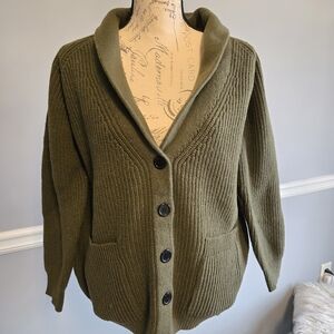 Wilfred Olive Green Shawl Collar Button Cardigan
